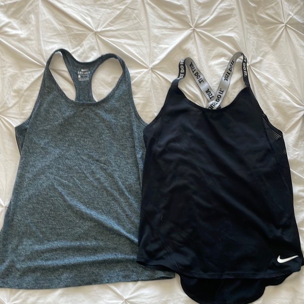 Nike Gray and Black Tank Tops